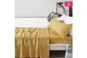 Vintage Design Homewares 100% Linen Ochre Sheet Set Single