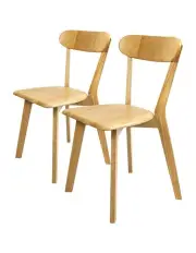 [Levede] Wooden Kitchen Dining Chairs x2 in Natural