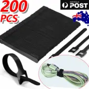 100pcs Reusable Cable Tie Nylon Hook Loop Strap Cord Ties PC TV Organiser AU