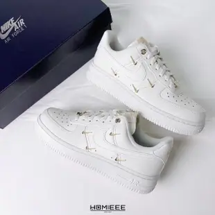 【NIKE 耐吉】Nike Air Force 1”07 Mini Gold 金勾 白金 白色(FV3654-111)