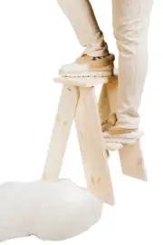 3 Step Folding Ladder, Natural Pine, Space Saving for Home and Garden, HandCraft