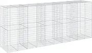 Gabion Basket with Cover Raised Bed Cage Galvanised Iron vidaXL