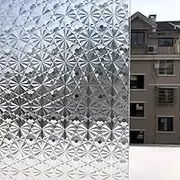 lsrrret 3D Decor Static Cling Window Privacy Film - Retro Frosted Glass, Sun Blocking Window Tint for Home, Kitchen, Bathroom (17.5x118in/44.5x300cm)