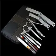 Nail Clippers Set 9 Pieces Manicure Set, Portable Nail Clippers Kit, Professional Carbon Steel Pedicure Grooming Kit, Nail Care Tools with Travel Leather Case Nail Clippers Portable Set