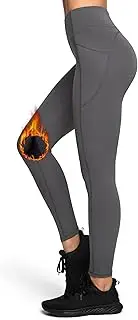 [Yvette] Fleece Lined Leggings with Pockets Women Lightweight Thermal Workout Running Yoga Pants High Waisted
