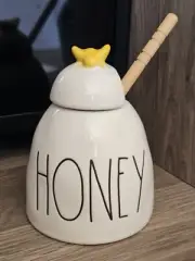 Rae Dunn By Magenta Bee Honey Jar With Lid And Wooden Dipper