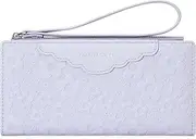 [Star Tok] Women's Leather Wallet, Large Capacity Zip Around Clutch with Phone Holder, Floral Embossed Design, with Wristlet Strap for Women (Purple)