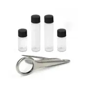 ASR Outdoor 5 Piece Gold Panning Magnifying Tweezers and Dram Vial Combo Kit