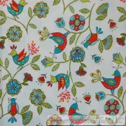 BonEful FABRIC FQ Cotton Quilt White Blue Green Leaf Flower Leaf Peacock Bird US