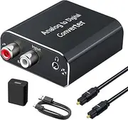 AMANKA analog to digital audio converter, aluminum rca to optical with optical cable, stereo l/r connector and 3.5mm jack to toslink digital coaxial audio adapter compa