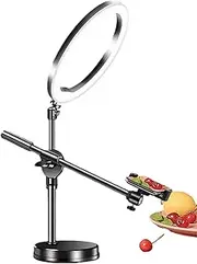 Light Overhead | Articulating Arm with Selfie Light and Phone Holder,Overhead Camera Mount Tripod Stand for Live Streaming, Online Teaching, and Video Production