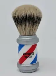 Zenith Barberpole Silvertip Badger Shave Brush. 26+mm. Made in Italy. P13