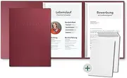 Pack of 10 3-Part Application Folders Bordeaux in Finest Leather Structure with 10 Envelopes in White with 2 Spine Bars and High-Quality Embossing "Bewerbung" - Direct from The Manufacturer Stratag