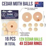 2 Sets Cedar Moth Balls & Cedar Rings Repellent Wardrobe Drawer Mothball Protect