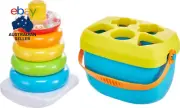 Infant Gift Set, Baby’S First Blocks (10 Shapes) and Rock-A-Stack Ring Stacking