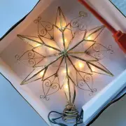 Kurt S Adler Star Illuminated Tree Christmas Tree Topper 6 Point Capiz 9.5” NIB