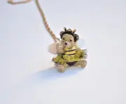 NWT Betsey Johnson Bumble Bee Pave Bear Pendant Long Necklace