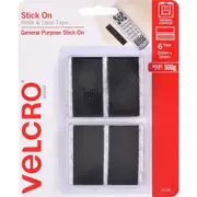 Velcro Brand Stick-On Hook And Loop Rectangles 25x50mm Black Pack 6
