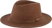 [Concept One] Christian Siriano New York Fedora Hat, Wool Felt Wide Brim Panama Fashion Hat with Faux Pebble Leather Belt Band