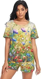 [RPLIFE] Painting Wild Flowers Spring Woman Pajama, Beautiful Summer Pajamas, Painting Wild Flowers Spring, Medium