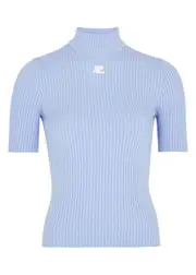Courrèges Logo Ribbed-knit top - Light Blue - M M