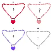 Heart Lock Pendant Necklace Acrylic Chain Collar Necklace Choker Y2K Jewelry