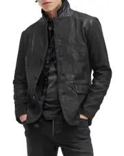 Allsaints Survey Layered Leather Blazer