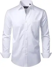 [Alimens & Gentle] Mens Dress Shirts Long Sleeve Wrinkle Free Stretch Cotton Big Tall Button Down Shirts