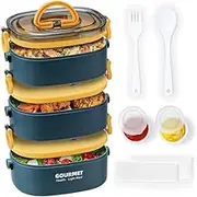 Miners2000 Bento Box Lunch Box, Stackable 3 Layers Containers, Portable 2.10L Large Capacity Bento Box, Microwave Safe Lunch Box for Adults for Work Camping (Blue)