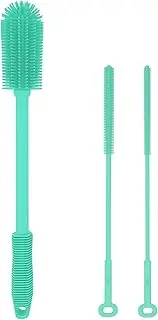 WQSS AOEIU Silicone Bottle Brush with 2 Straw Cleaner Brushes,Bottle Brush Set for Cleaning Bottles,Jars,Tumblers,Thermoses,Baby Bottle,Water Bottle,Dish,Easy to Use and Dry,Heat Resistant Sturdy