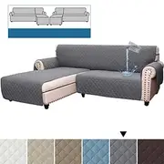 Quilted Sofa Slipcover L Shape Sofa Cover Sectional Couch Cover Chaise Lounge Slip Cover Reversible Sofa Cover Furniture Protector Cover for Pets Kids Children