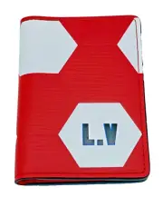 LOUIS VUITTON: Hexagonal FIFA RARE World Cup Futbol Rouge Pocket Org; Red; NWT
