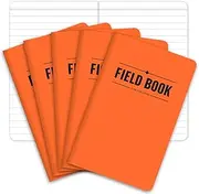 Field Notebook - 3.5"x5.5" - Orange - Lined Memo Book - Pack of 5