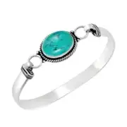 Turquoise Blue Gemstone 925 Silver Gift For Sister Handmade Bangle All Size SV51