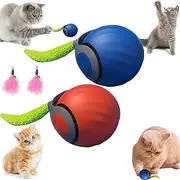 Speedy Tail Cat Toy, New Generation Interactive Cat Toy, Smart Interactive Cat Toy Ball, Speedy Tail 2.0, Two Speed Adjustment, Automatic Moving Cat Toy Ball with Tail, Mix, Orange+Blue