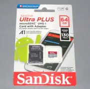 NEW Sandisk Ultra Plus 64GB microSDXC UHS-1 A1 Memory Card HD V10 130 MB/s