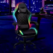 Advwin Gaming Chair 12 RGB LED Massage Ergonomic Executive Office Chair Computer Racing Recliner Footrest Seat Black