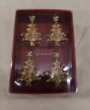 Set of 4 Lenox Holiday Noel Brass Christmas Tree Napkin Rings NEW
