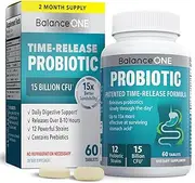 Balance ONE Probiotic - Probiotics for Gut Health and Immunity - Time-Release, Shelf Stable - 15 Billion CFU Probiotic with 12 Strains - Lactobacillus Plantarum, Acidophilus - 2 Month Supply