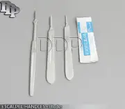 3 SCALPEL HANDLES #3 #4 #7+50 BLADES #10 #11 #12 #15 #20 #21 #23 #24