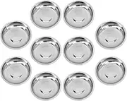 Operitacx 10pcs Stainless Sauce Dish Small Stainless Steel Tray Appetizer Serving Plates Serving Tray Round Cheese Container Stainless Steel Dessert Dishes Nut Plate Soybean Gear