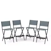 Costway Folding Outdoor Bar Stool Metal Frame 330 lb Capacityin Blue (4-Pack)