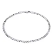 10K White Gold 3mm Miami Cuban Link Chain Bracelet or Anklet Italian Made 8.5"