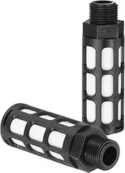 uxcell Pneumatic Muffler G 1/2, 2 Pack Plastic Air Compressor Exhaust Muffler Filters Air Solenoid Valve Muffler Fitting for Automation Pneumatic Equipment, Black