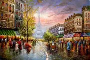 Streets of Paris painting Mousepad Computer Mouse Pad 7 x 9
