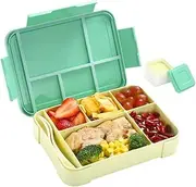 [Inngly] Children's Lunch Box with 5 Compartments - 1.3L BPA Free Bento Box, Leak-proof, Durable, Microwave & Dishwasher Safe, Includes Fork & Spoon, 9x6.7x1.9 inches