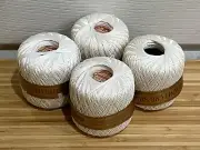 New Vintage Lot 4 J & P Coats Knit-Cro-Sheen Crochet Thread Off White 250 yds