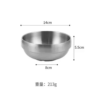 304不銹鋼碗飯碗韓國金色雙層湯碗泡菜碗料理小碗兒童碗韓式餐具