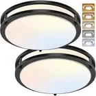 12Inch 3800LM Flush Mount LED Ceiling Light Fixtures, 36W, Black, Dimmable, C...