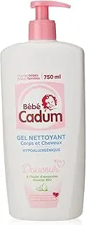 Bébé Cadum Cleansing Gel for Body and Hair with Almond Oil, Organic for Babies 750 ml